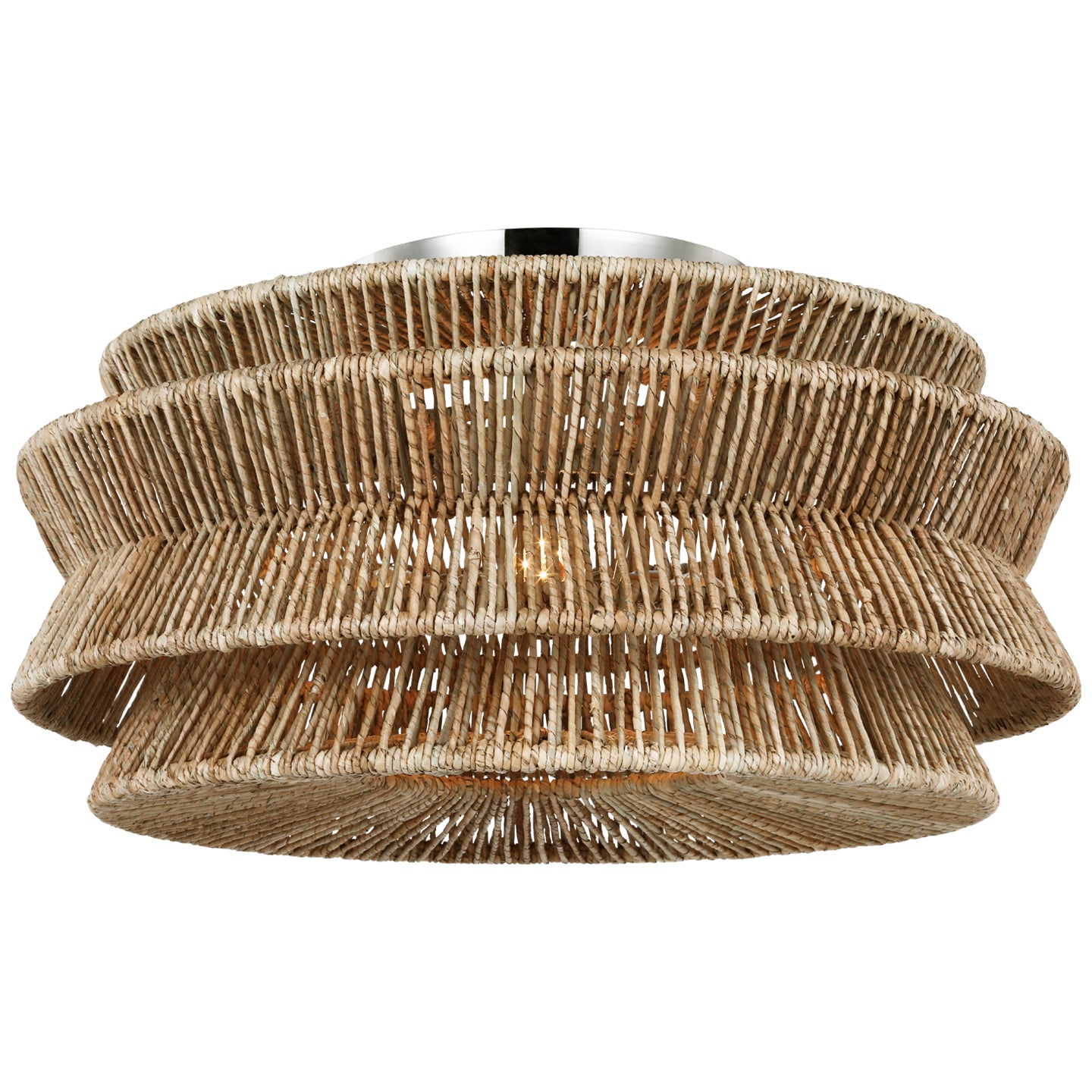 Load image into Gallery viewer, Visual Comfort Signature - CHC 4017PN/NAB - LED Semi-Flush Mount - Antigua - Polished Nickel and Natural Abaca
