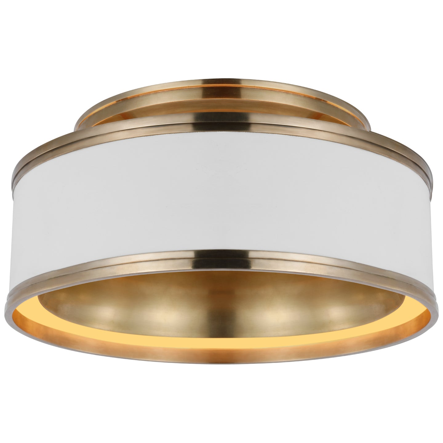 Visual Comfort Signature - CHC 4611WHT/AB - LED Flush Mount - Connery - Matte White and Antique-Burnished Brass