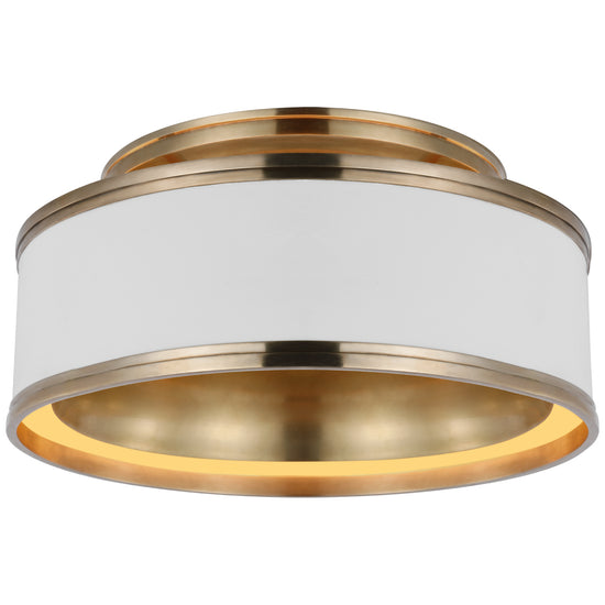 Visual Comfort Signature - CHC 4611WHT/AB - LED Flush Mount - Connery - Matte White and Antique-Burnished Brass