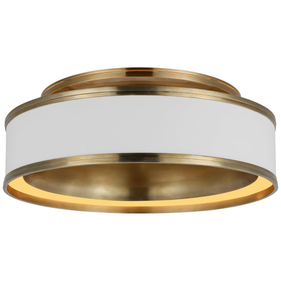 Visual Comfort Signature - CHC 4612WHT/AB - LED Flush Mount - Connery - Matte White and Antique-Burnished Brass