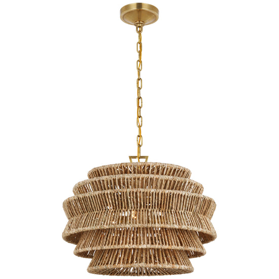 Visual Comfort Signature - CHC 5015AB/NAB - LED Chandelier - Antigua - Antique-Burnished Brass and Natural Abaca