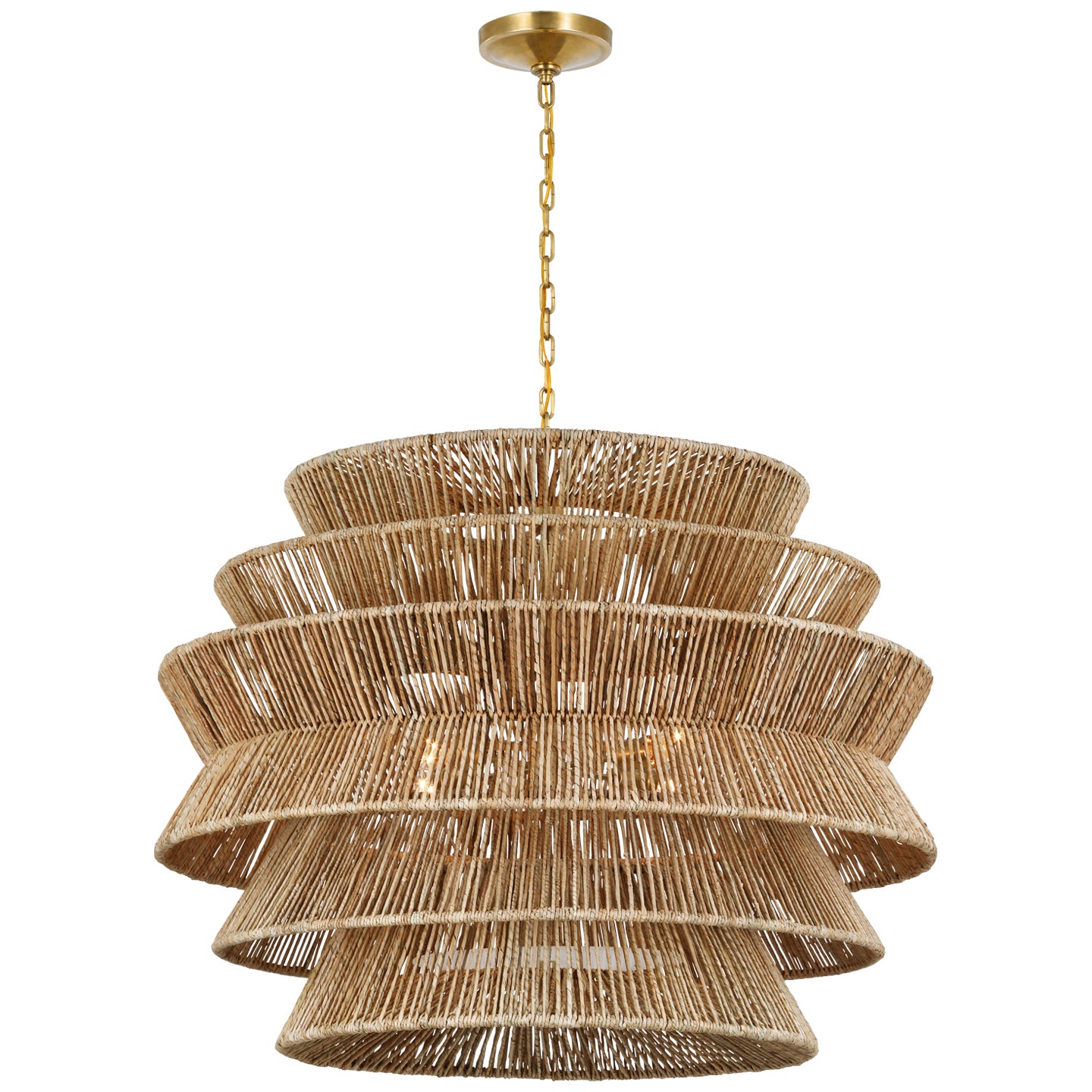 Visual Comfort Signature - CHC 5017AB/NAB - LED Chandelier - Antigua - Antique-Burnished Brass and Natural Abaca