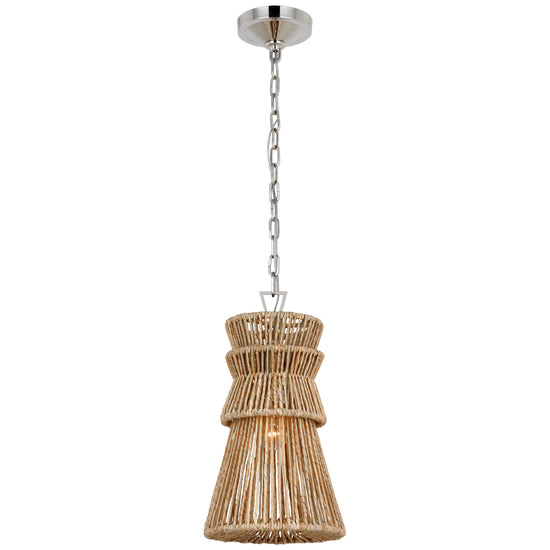Load image into Gallery viewer, Visual Comfort Signature - CHC 5020PN/NAB - LED Pendant - Antigua - Polished Nickel and Natural Abaca
