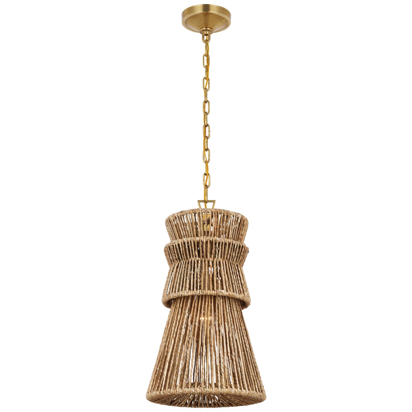 Load image into Gallery viewer, Visual Comfort Signature - CHC 5021AB/NAB - LED Pendant - Antigua - Antique-Burnished Brass and Natural Abaca
