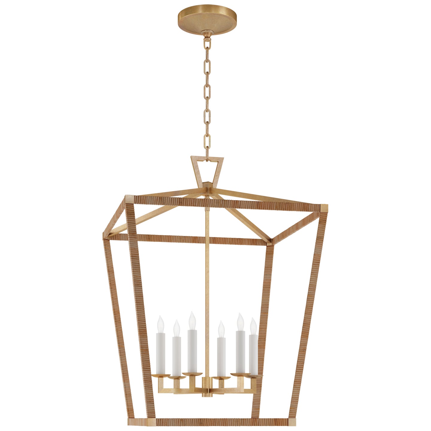 Load image into Gallery viewer, Visual Comfort Signature - CHC 5879AB/NRT - LED Lantern - Darlana Wrapped - Antique-Burnished Brass and Natural Rattan
