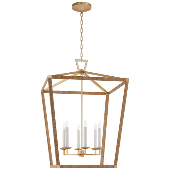 Visual Comfort Signature - CHC 5881AB/NRT - LED Lantern - Darlana Wrapped - Antique-Burnished Brass and Natural Rattan