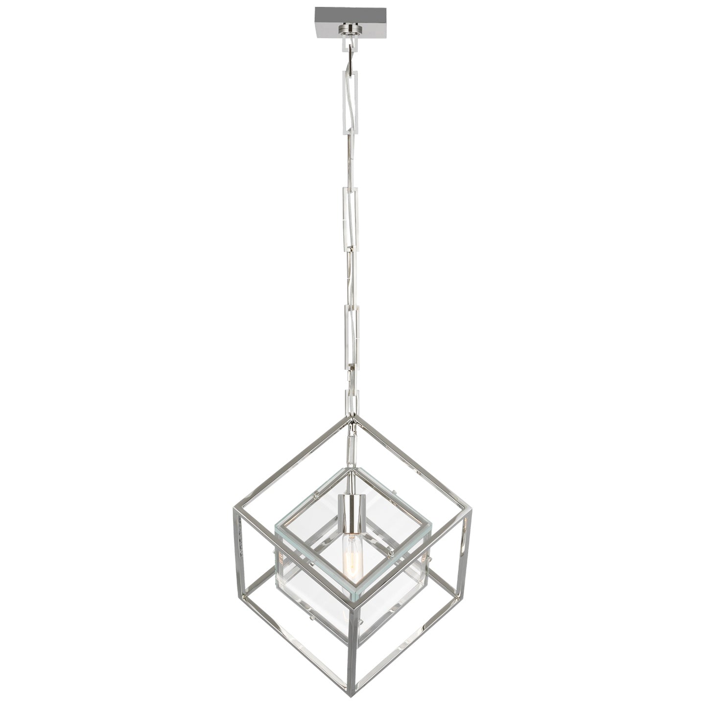Load image into Gallery viewer, Visual Comfort Signature - KW 5023PN-CG - LED Pendant - Cubed - Polished Nickel
