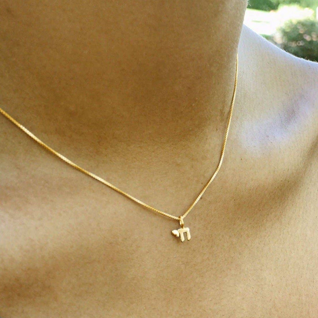 Mini Chai Necklace in 14k Yellow Gold