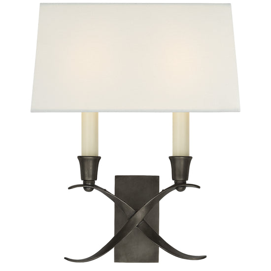 Load image into Gallery viewer, Visual Comfort Signature - CHD 1190BZ-L - Two Light Wall Sconce - Cross Bouillotte - Bronze
