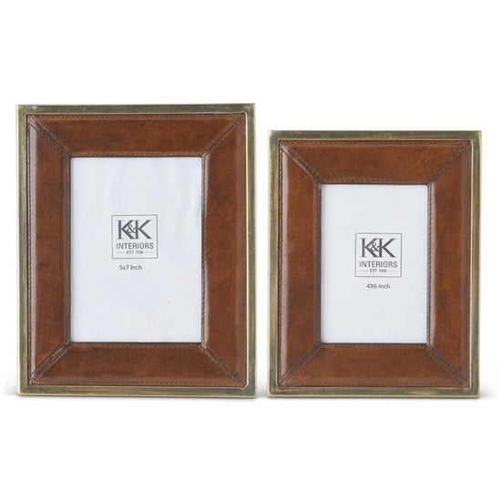 Gold Trimmed Leather Photo Frames - Curated Home Decor