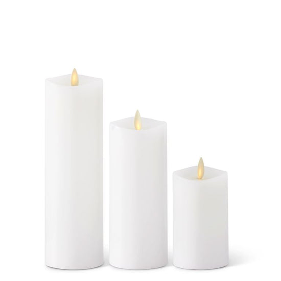 Set of 3- Luminaria Indoor Candles- White, Slim - Curated Home Decor