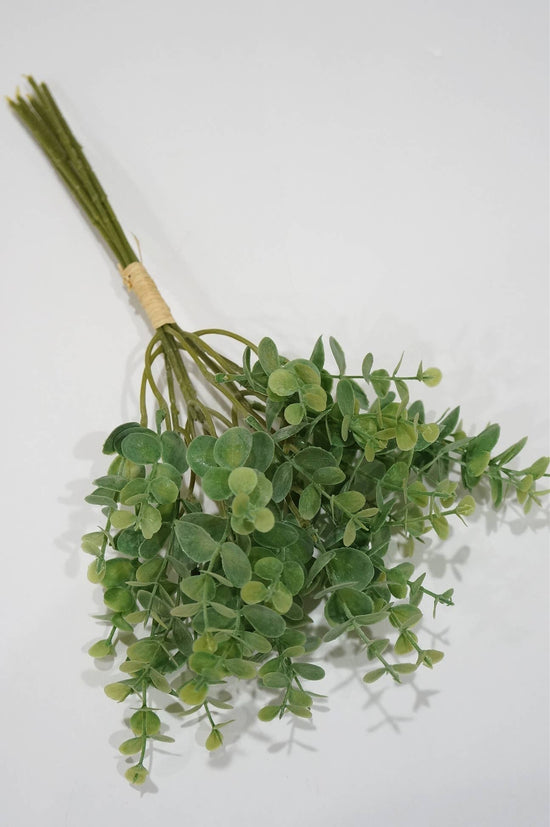 14'' Faux Eucalyptus Greenery Bunch, Dusty Green, Artificial - Curated Home Decor