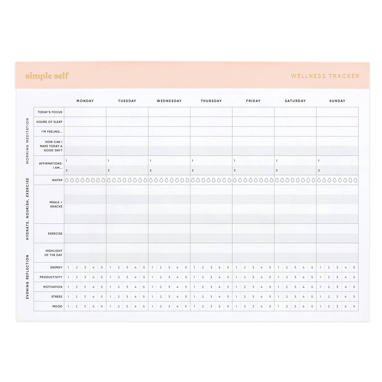 Wellness Tracker Planning Pad - Curated Home Decor