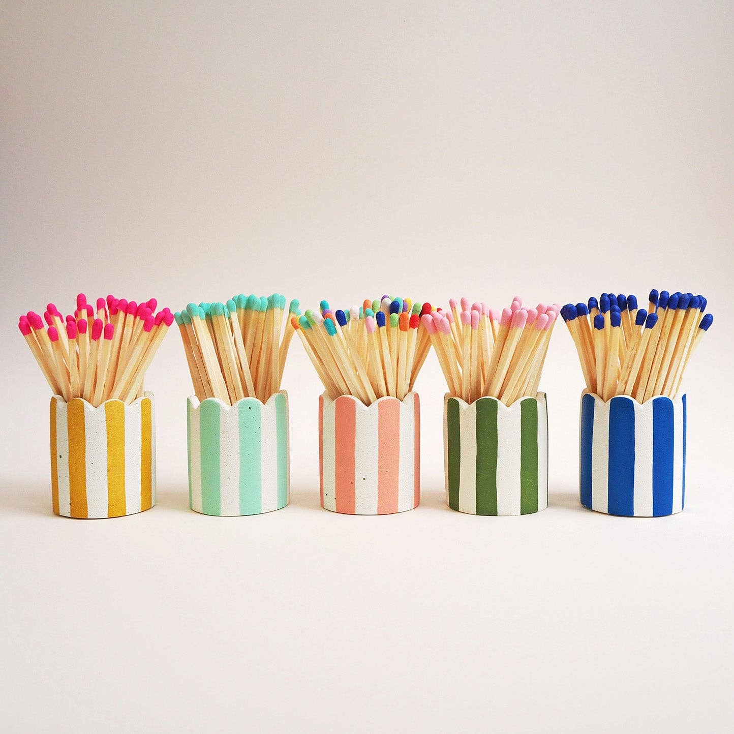 Hello Marilu - Stripy Match Stick Holders - Choose Your Colours - Curated Home Decor