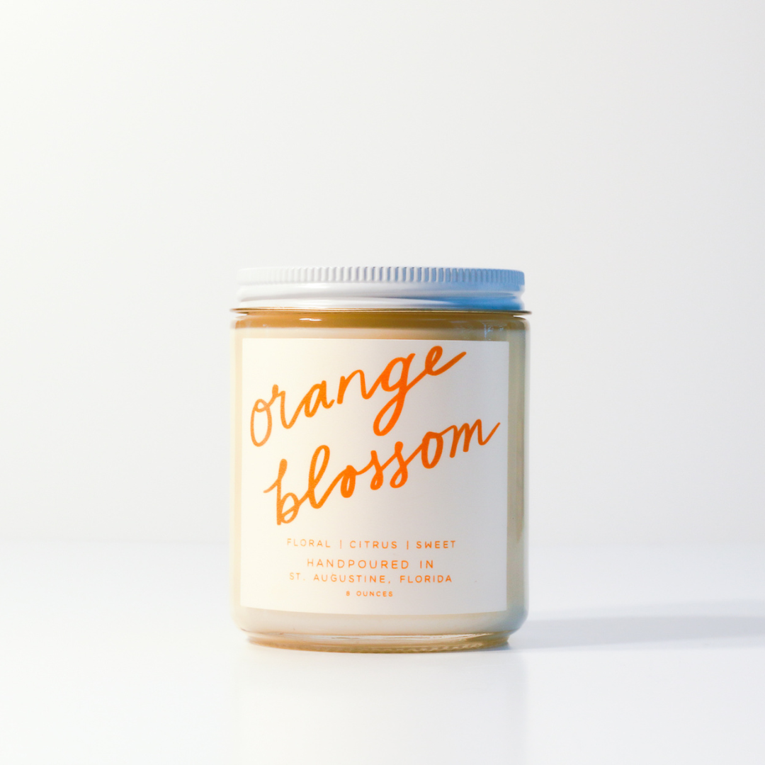 Orange Blossom: 8 oz Soy Wax Hand-Poured Candle - Curated Home Decor