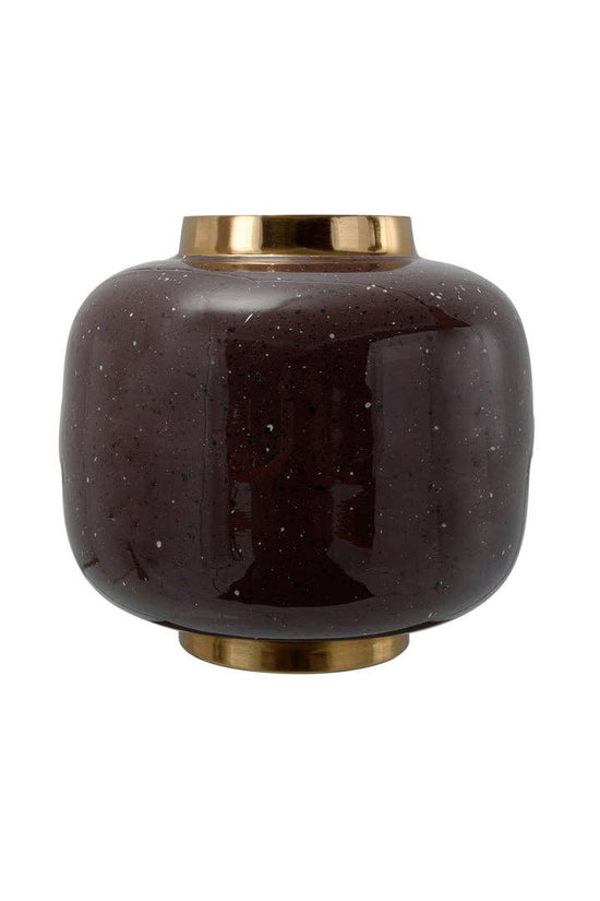 Deep Eggplant Speckled Art Deco Vase - Curated Home Decor
