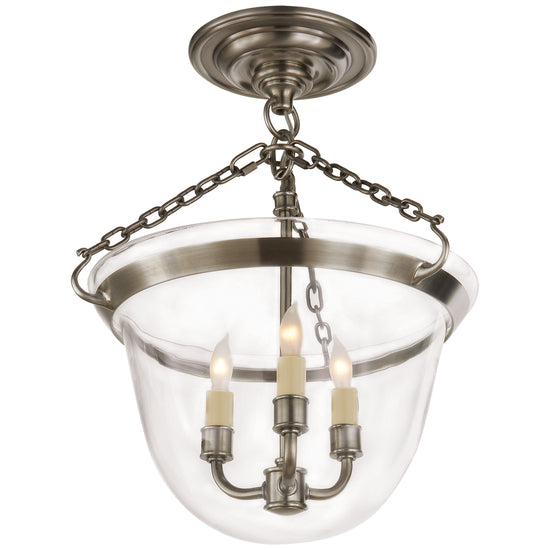 Load image into Gallery viewer, Visual Comfort Signature - CHC 2109AN - Three Light Semi-Flush Mount - Country Bell Jar - Antique Nickel
