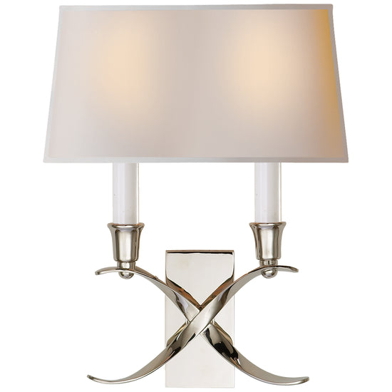 Visual Comfort Signature - CHD 1190PN-NP - Two Light Wall Sconce - Cross Bouillotte - Polished Nickel