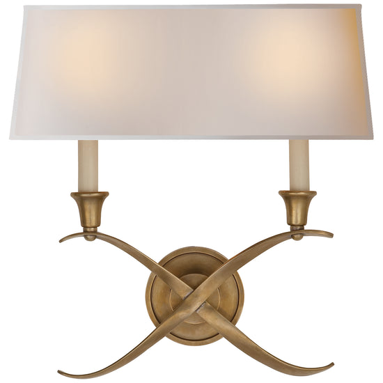 Load image into Gallery viewer, Visual Comfort Signature - CHD 1191AB-NP - Two Light Wall Sconce - Cross Bouillotte - Antique-Burnished Brass
