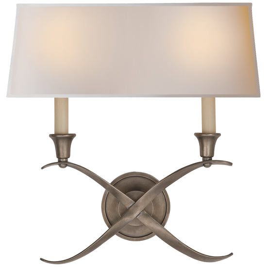 Visual Comfort Signature - CHD 1191AN-NP - Two Light Wall Sconce - Cross Bouillotte - Antique Nickel