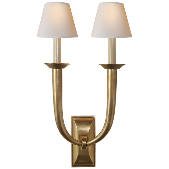 Load image into Gallery viewer, Visual Comfort Signature - S 2021HAB-NP - Two Light Wall Sconce - French Deco Horn - Hand-Rubbed Antique Brass
