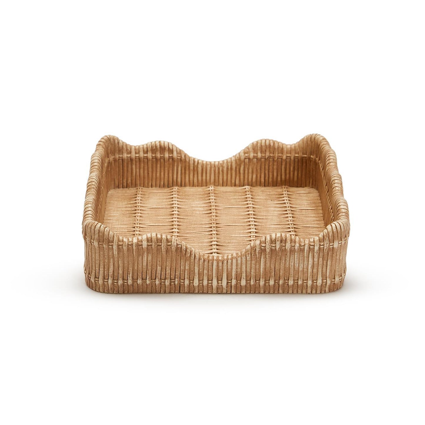 Basket Weave Pattern Scalloped Edge Napkin Holder - Curated Home Decor