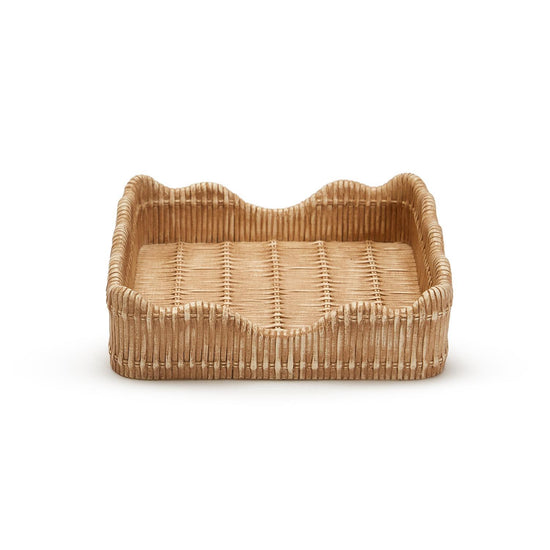 Basket Weave Pattern Scalloped Edge Napkin Holder - Curated Home Decor