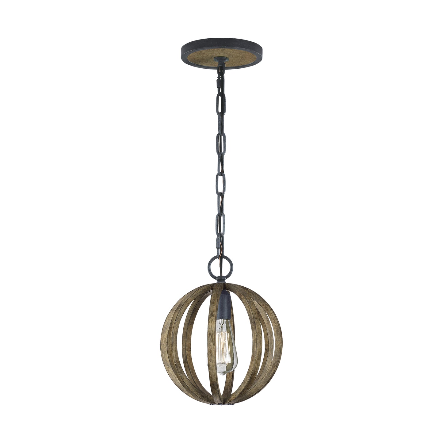 Visual Comfort Studio - P1302WOW/AF - One Light Mini Pendant - Allier - Weathered Oak Wood / Antique Forged Iron