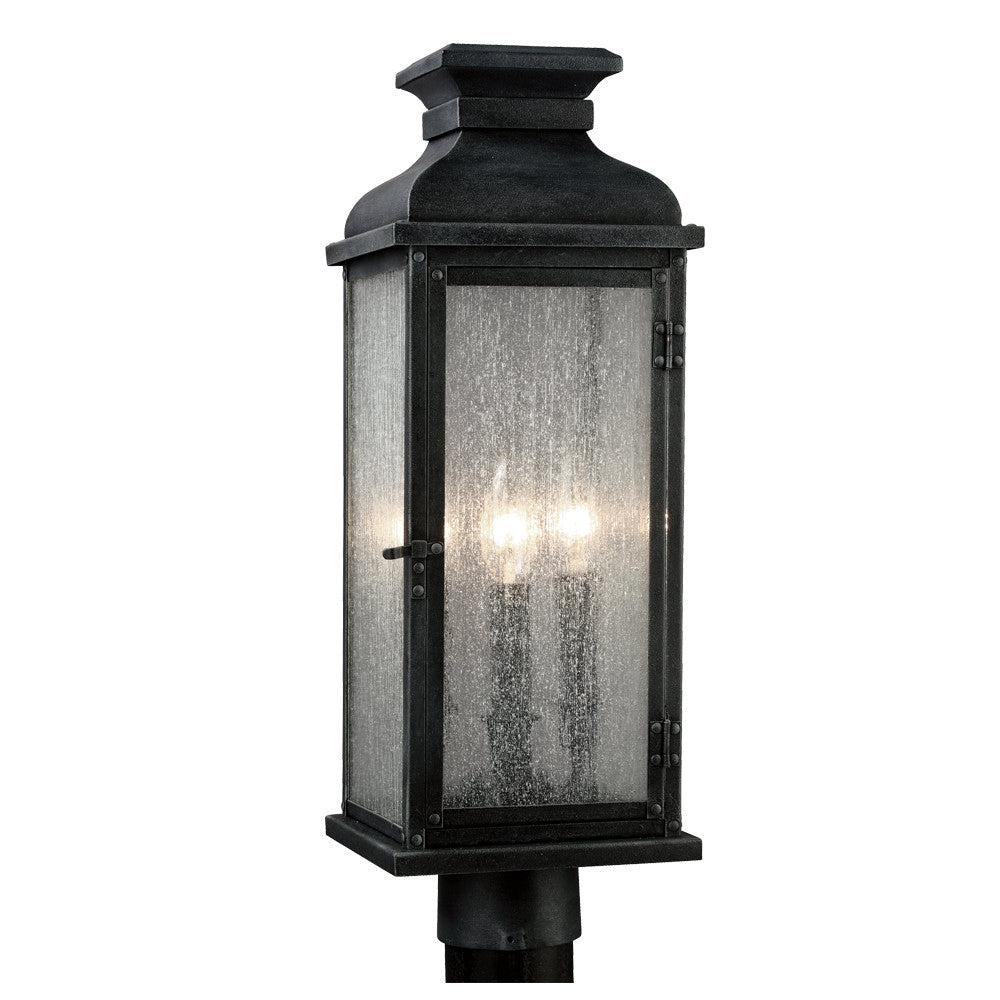 Load image into Gallery viewer, Visual Comfort Studio - OL11107DWZ - Three Light Post Lantern - Pediment - Dark Weathered Zinc

