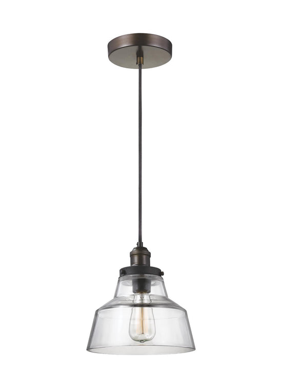 Load image into Gallery viewer, Visual Comfort Studio - P1348PAGB/DWZ - One Light Pendant - Baskin - Painted Aged Brass / Dark Weathered Zinc
