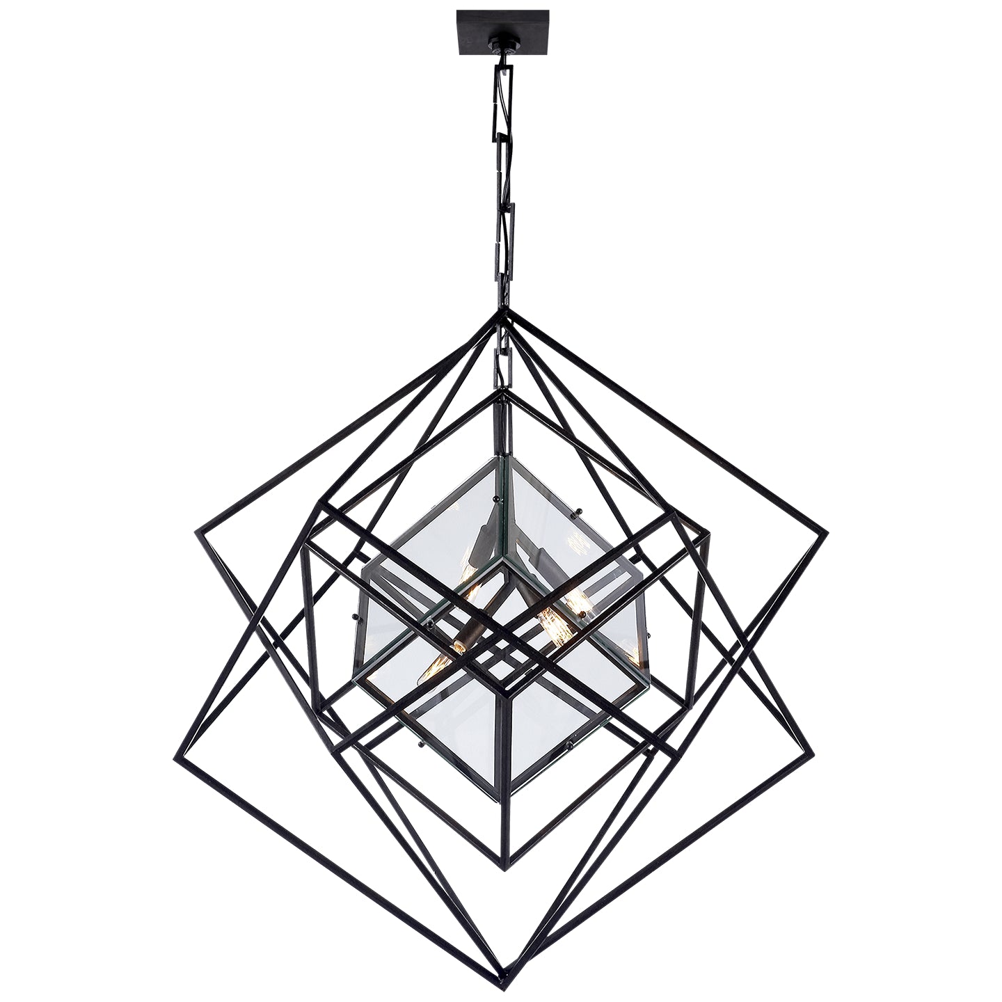 Load image into Gallery viewer, Visual Comfort Signature - KW 5021AI-CG - Four Light Chandelier - Cubist - Aged Iron
