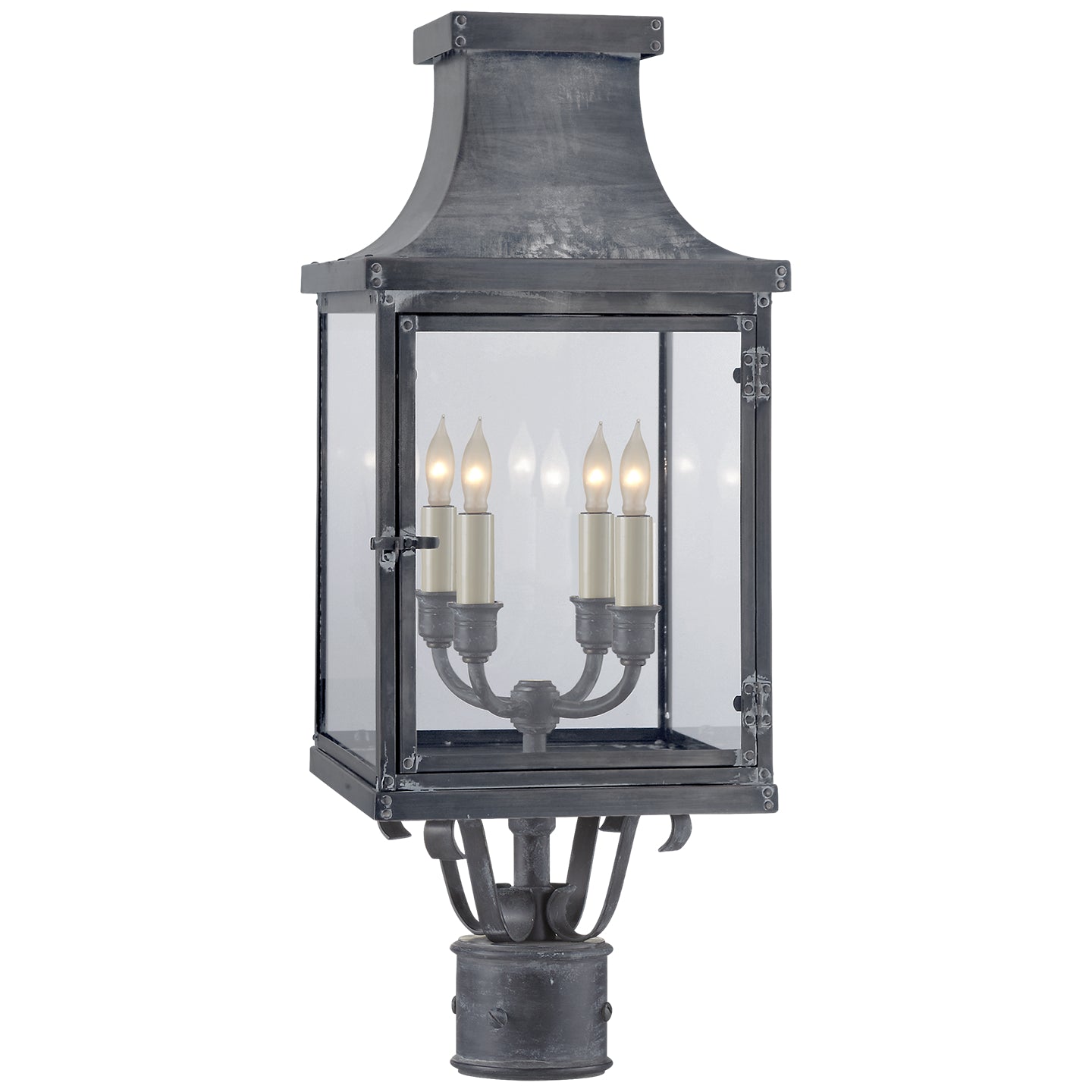 Visual Comfort Signature - CHO 7820WZ-CG - Four Light Post Lantern - Bedford - Weathered Zinc