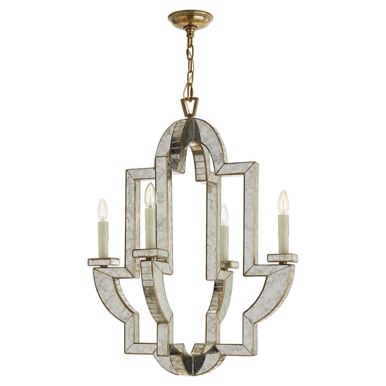 Visual Comfort Signature - NW 5040AM/HAB - Four Light Chandelier - Lido - Antique Mirror with Antique Brass
