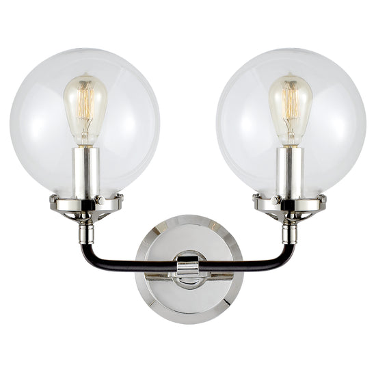 Visual Comfort Signature - S 2026PN/BLK-CG - Two Light Wall Sconce - Bistro - Polished Nickel and Black