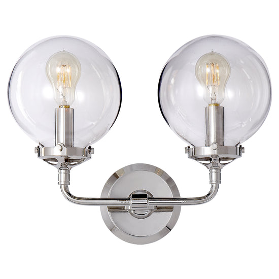 Load image into Gallery viewer, Visual Comfort Signature - S 2026PN-CG - Two Light Wall Sconce - Bistro - Polished Nickel
