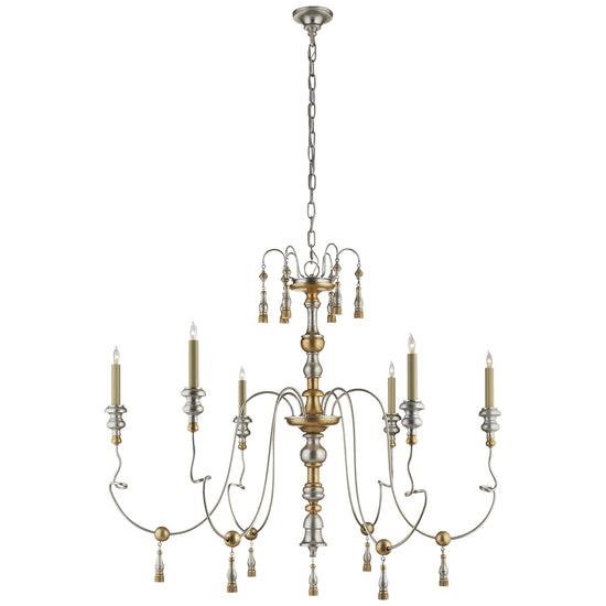 Visual Comfort Signature - SK 5004FG - Six Light Chandelier - Michele - French Gild Silver and Gold