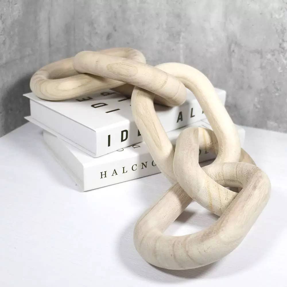 Hand Carved Wooden Decor Chain Link Ornament - Curated Home Decor