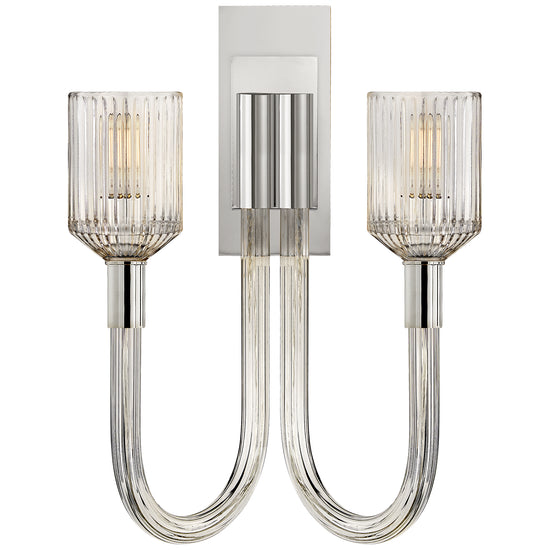 Visual Comfort Signature - KW 2404CRB/PN - Two Light Wall Sconce - Reverie - Clear Ribbed Glass and Polished Nickel