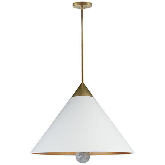 Visual Comfort Signature - KW 5515AB/WM-WHT - Three Light Pendant - Cleo - Antique-Burnished Brass and White Marble