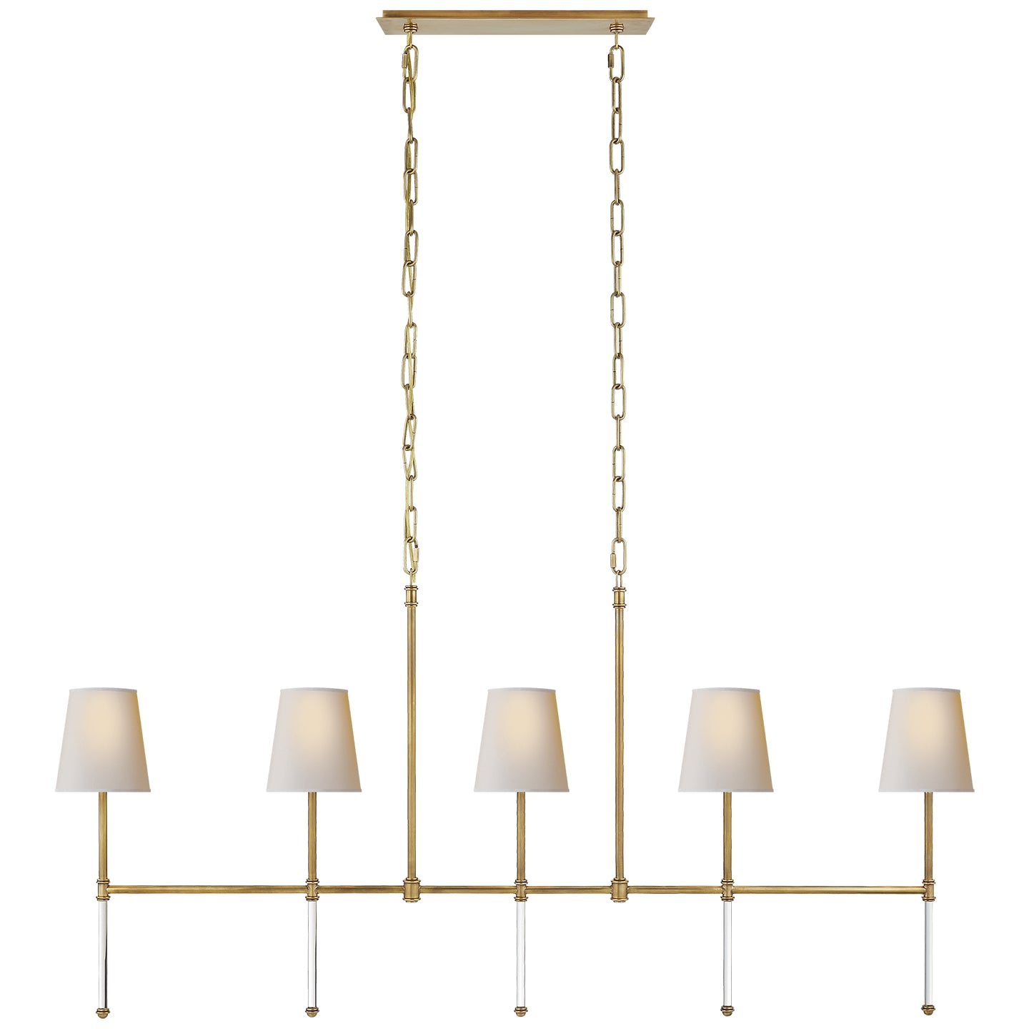 Load image into Gallery viewer, Visual Comfort Signature - SK 5055HAB-NP - Five Light Linear Chandelier - Camille - Hand-Rubbed Antique Brass
