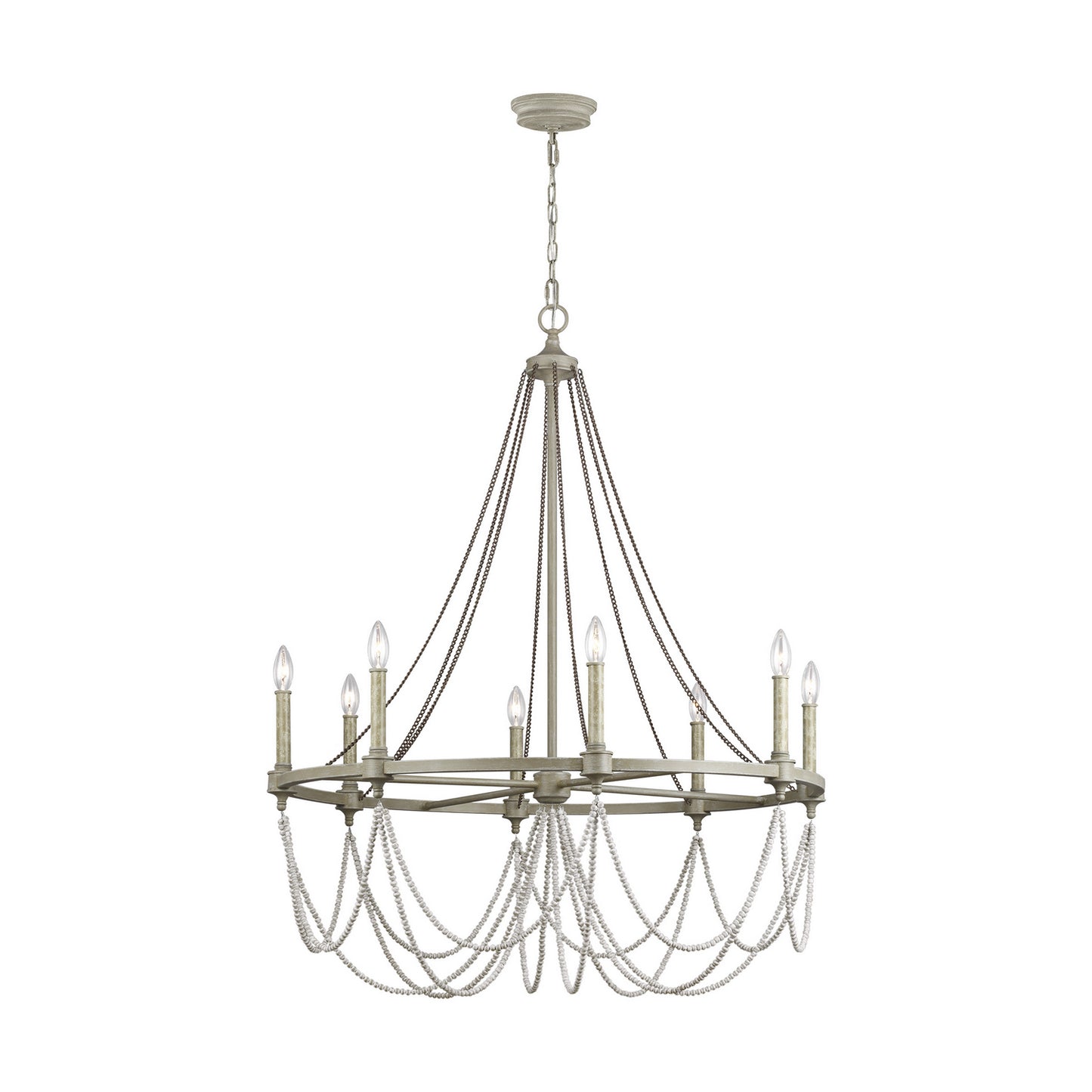 Visual Comfort Studio - F3332/8FWO/DWW - Eight Light Chandelier - Beverly - French Washed Oak / Distressed White Wood
