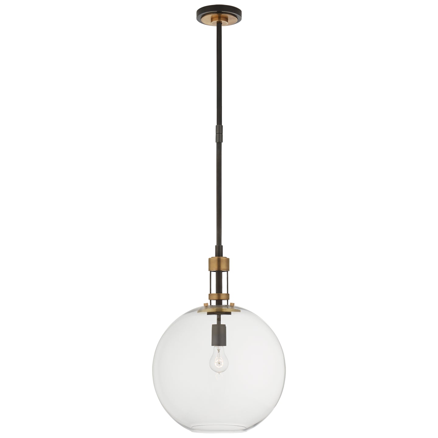 Load image into Gallery viewer, Visual Comfort Signature - TOB 5430BZ/HAB-CG - One Light Pendant - Gable2 - Bronze with Antique Brass
