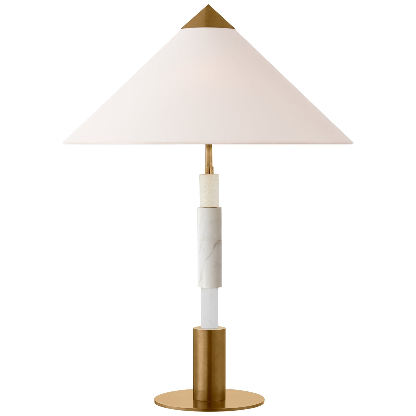 Visual Comfort Signature - KW 3607AB/WM-L - LED Table Lamp - Mira - Antique-Burnished Brass and White Marble