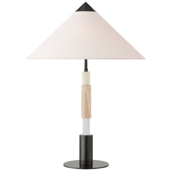 Visual Comfort Signature - KW 3607BZ/TVT-L - LED Table Lamp - Mira - Bronze and Travertine