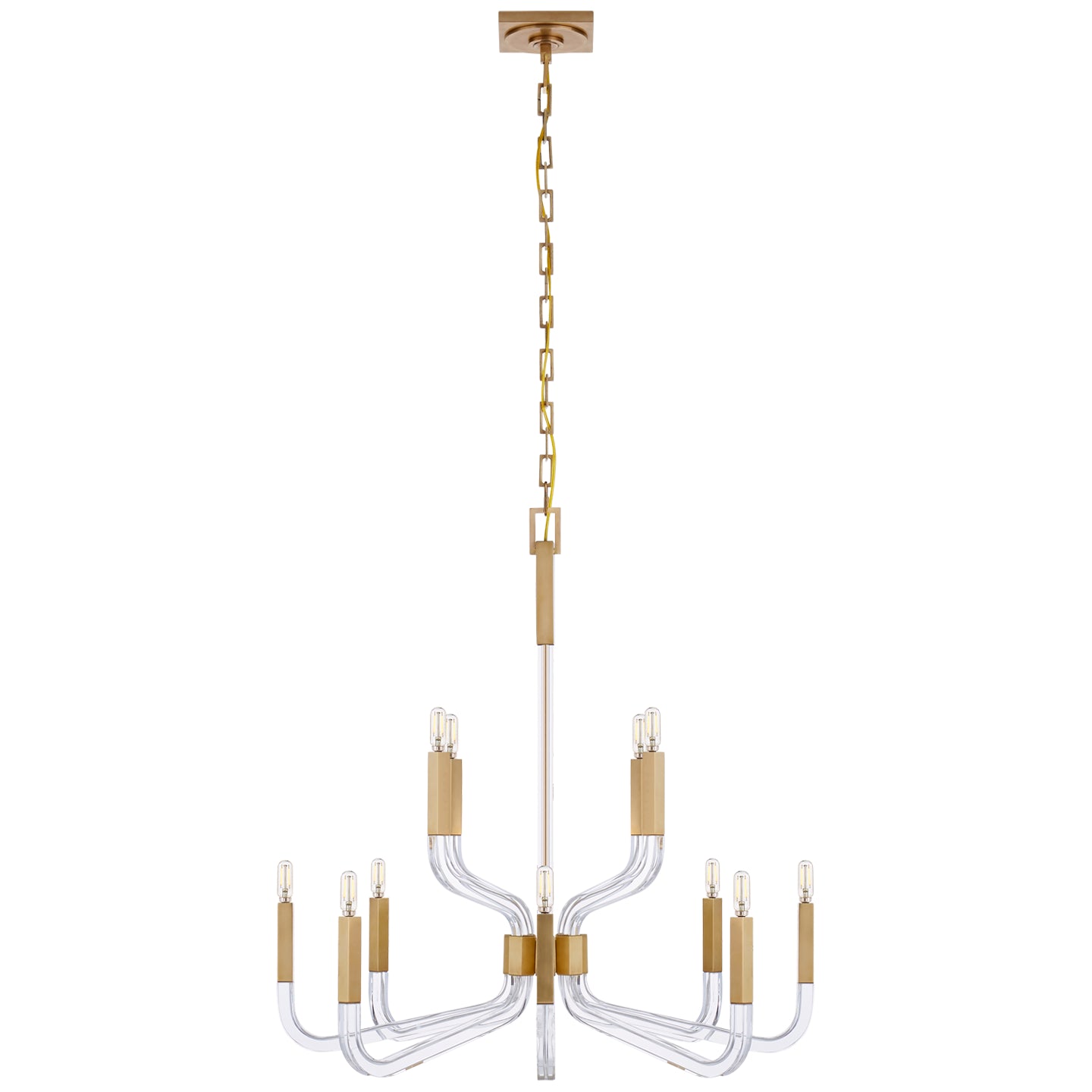 Visual Comfort Signature - CHC 5903AB/CG - 12 Light Chandelier - Reagan - Antique-Burnished Brass and Crystal