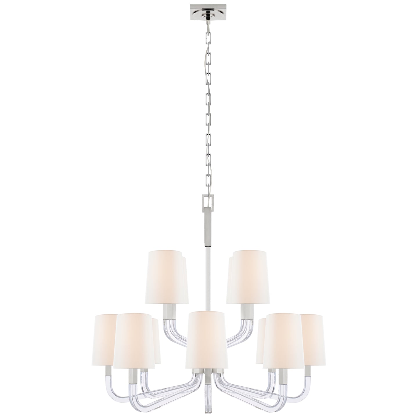 Visual Comfort Signature - CHC 5903PN/CG-L - 12 Light Chandelier - Reagan - Polished Nickel and Crystal