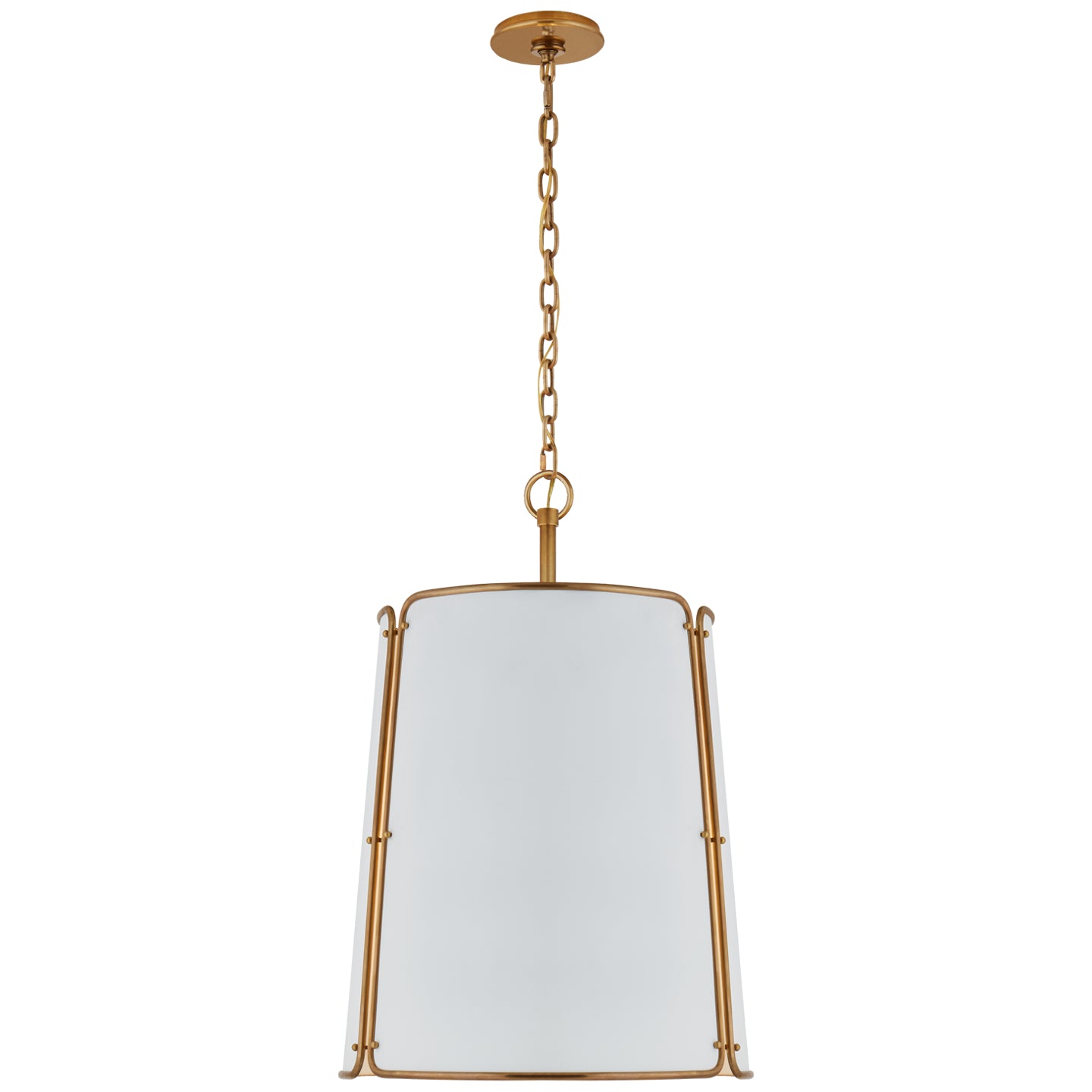 Load image into Gallery viewer, Visual Comfort Signature - S 5646HAB-WHT - Six Light Pendant - Hastings - Hand-Rubbed Antique Brass
