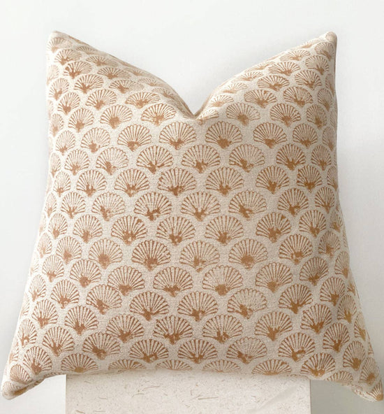 Seashell cushion - Block-printed - Curated Home Decor
