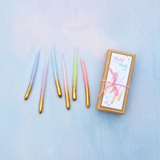 Boxed Set of 18 Pastel Candles - Curated Home Decor