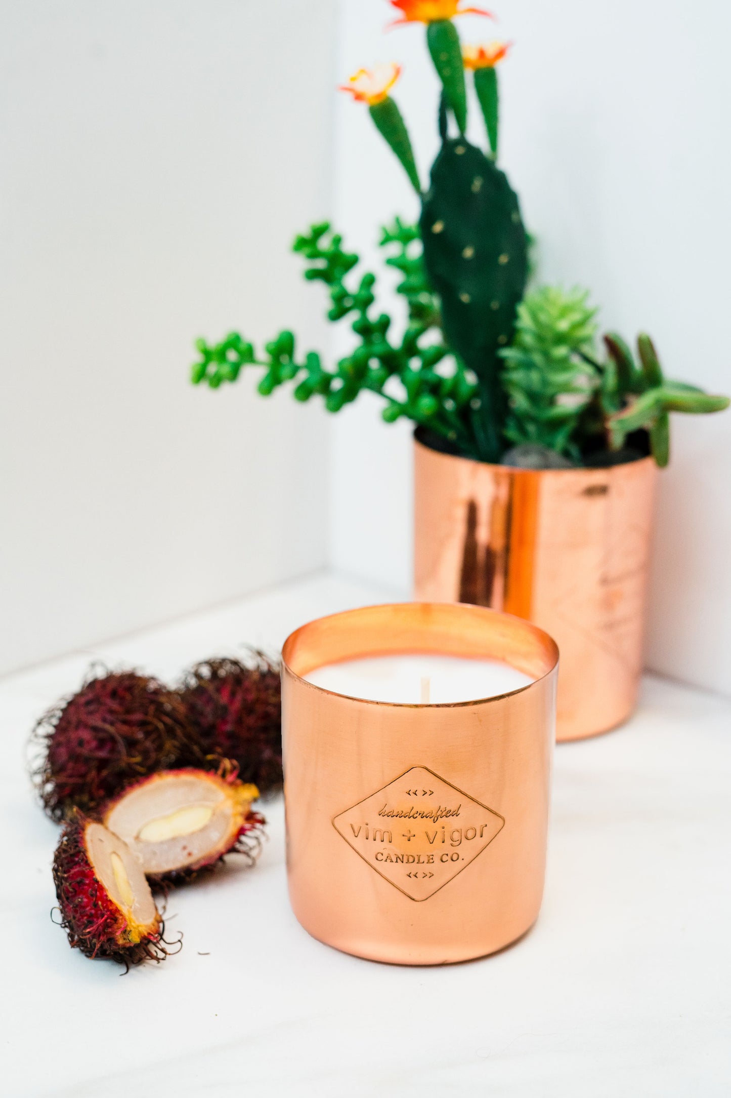 Load image into Gallery viewer, Prickly Pear + Dew Copper Candle - Curated Home Decor
